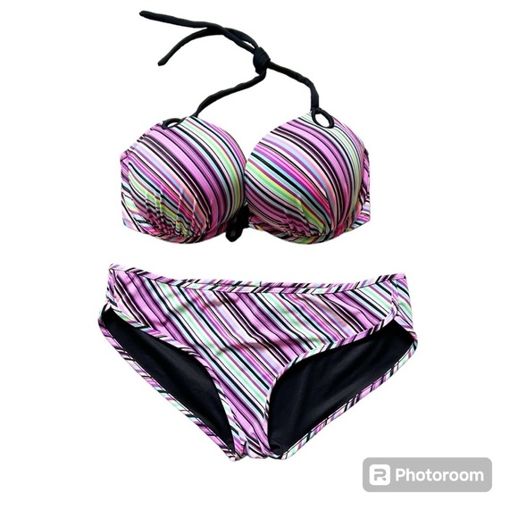Victoria's Secret Other - Victoria Secret Striped Bikini sz Medium Top: 34 DD Back closure/halter style